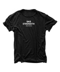 Black graphic t-shirt with 'Dad Strength Brewing' screen printed in white on the front.